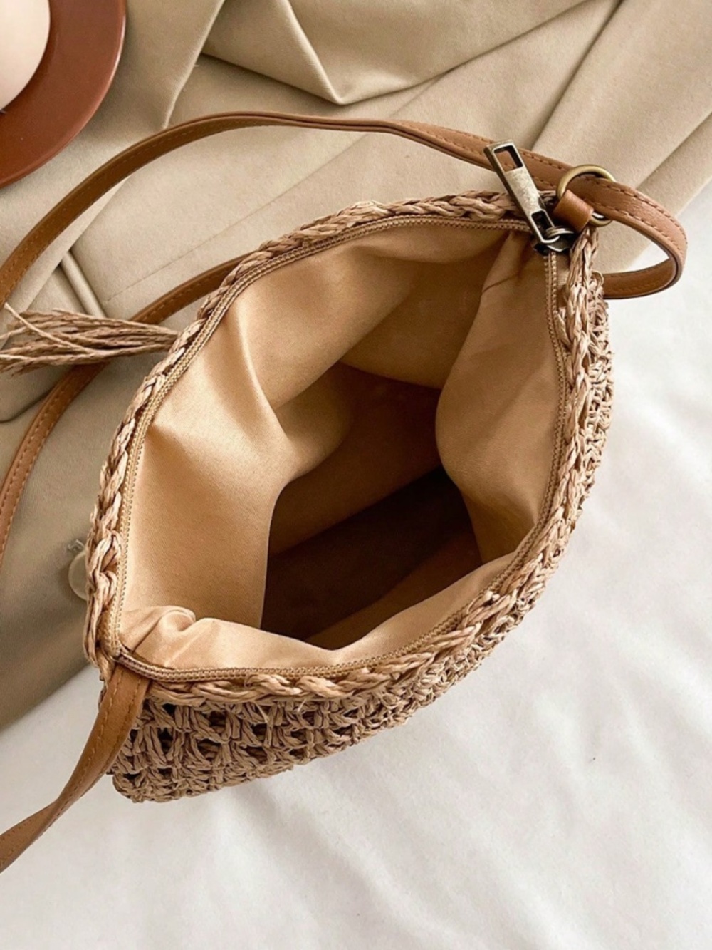 Boho colorful Beaded Straw Shoulder Crossbody Bag - Picture 4 of 7
